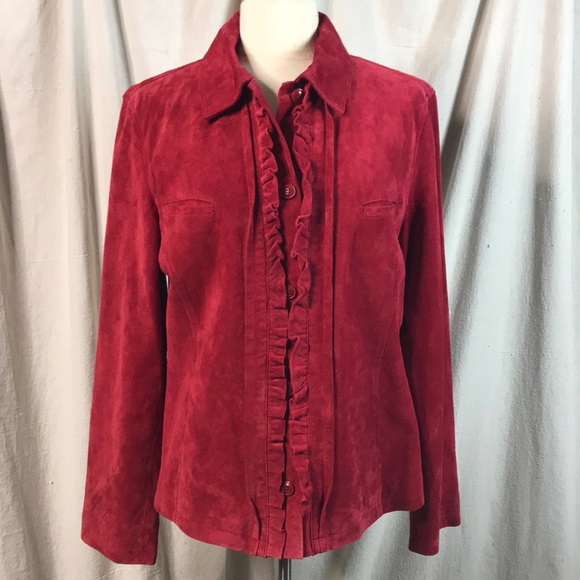 Chico's Jackets & Blazers - NWT Chico Red Suede Jacket Sz 3-L/XL
